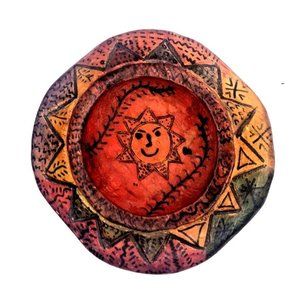 Artistic Wood Dish Hand Painted Hand Crafted